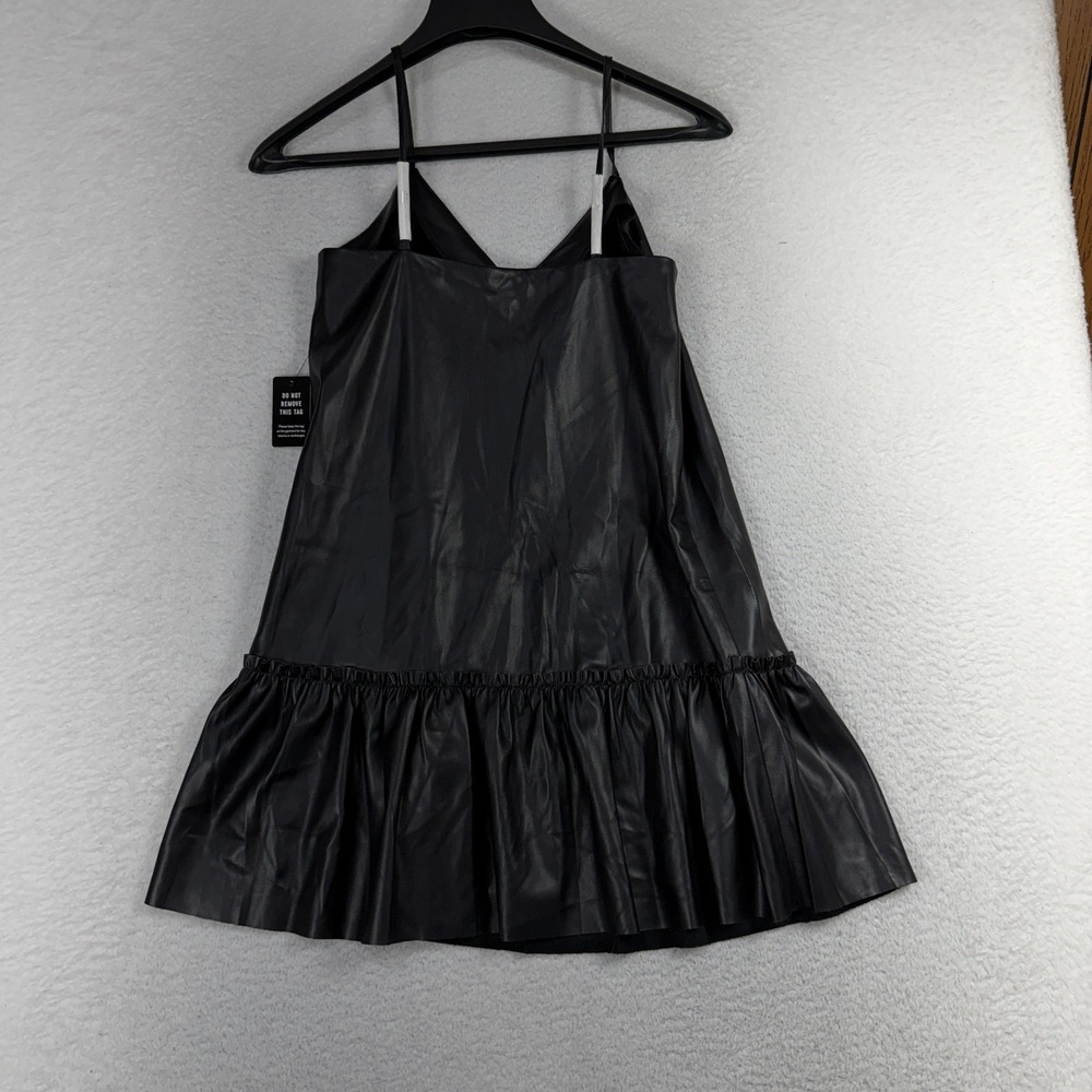 Express XS Faux-Leather Spaghetti Strap Fit-and-Flare Glossy Mini Dress NWT